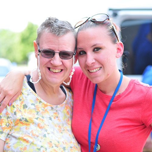 two women hugging