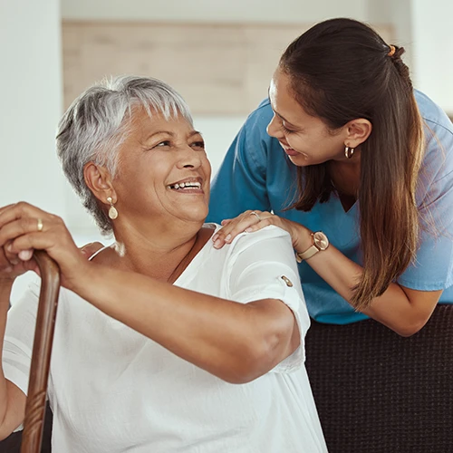 woman with caregiver